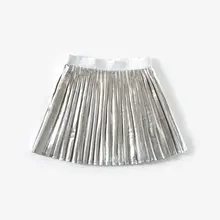 Новая летняя и осенняя одежда для маленьких девочек Серебристая плиссированная юбка однотонная модная юбка для маленьких девочек