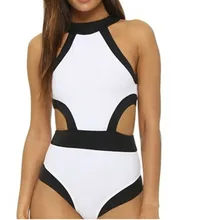 Bkning Одна деталь Купальник 1 Одна деталь облегающий шейный купальник Для женщин купальник Белый Черный ванный комплект купальник, бикини, купальник