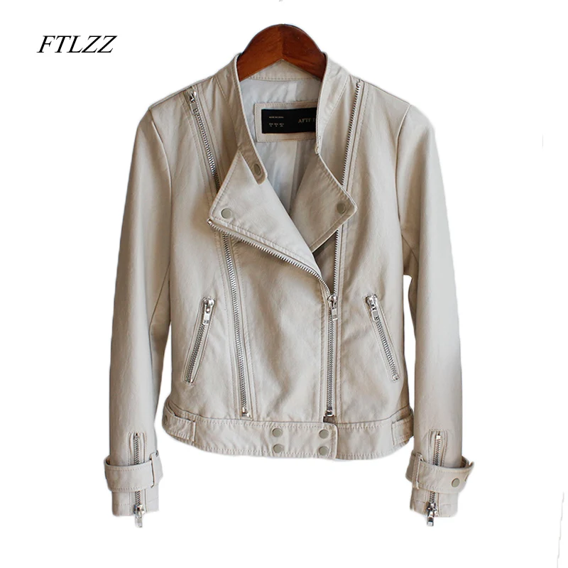 Autumn Faux Leather Jacket Women Loose Turndown Collar Single Breasted Motorcycle Leather Coats