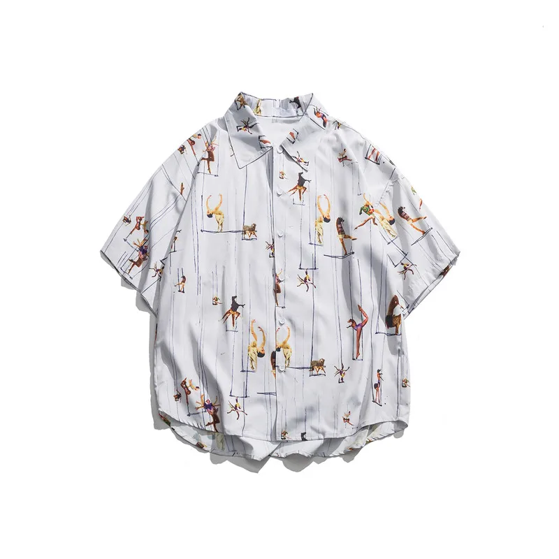 Dark Icon Full Printed Hawaii Shirts Men Summer Short Sleeved Shirts Harajuku Japanese Style Shirts For Man Plus Size - Цвет: 13215