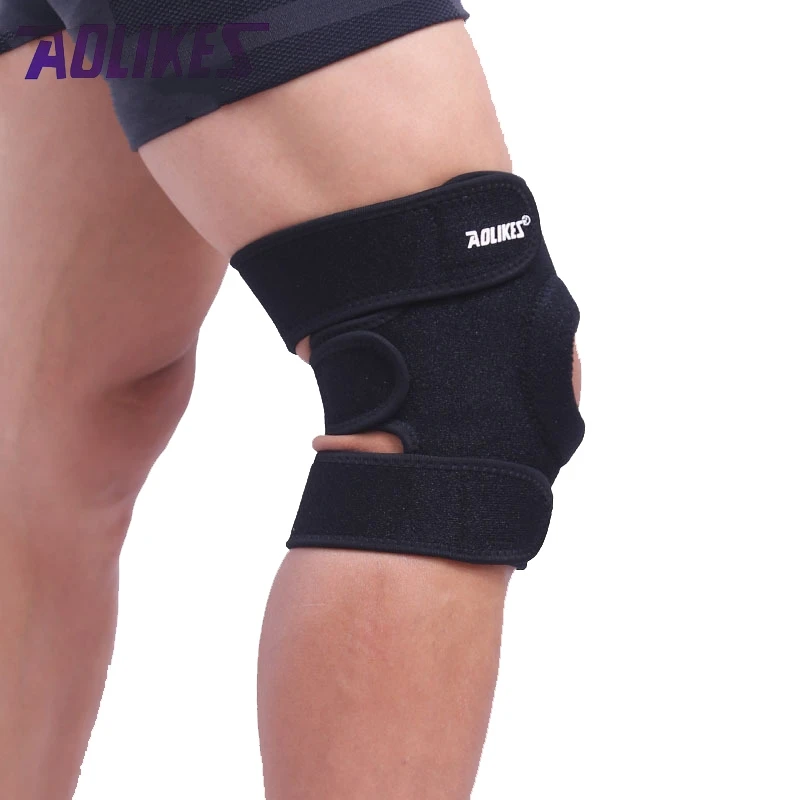 AOLIKES 1 قطع الرياضة دعامة الركبة دعم للكرة الطائرة ركوب الدراجات المشي لمسافات طويلة الركبة وسادة الينابيع دعم حامي rodillera