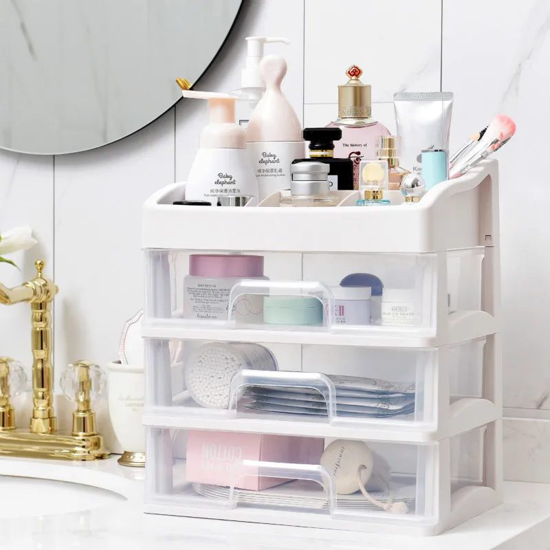 

Drawer Cosmetics Storage Box Desktop Storage Cabinet Jewelry Box Finishing Storage Drawers Transparent Dust Dressing Table Shelf