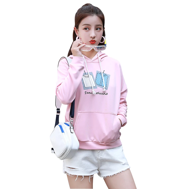 Hoodies Women 2018 Autumn Womens Hoodies Sweatshirts Pink White Cotton Casual Hooed Jacket Coat Moleton Hoody Female Plus Size