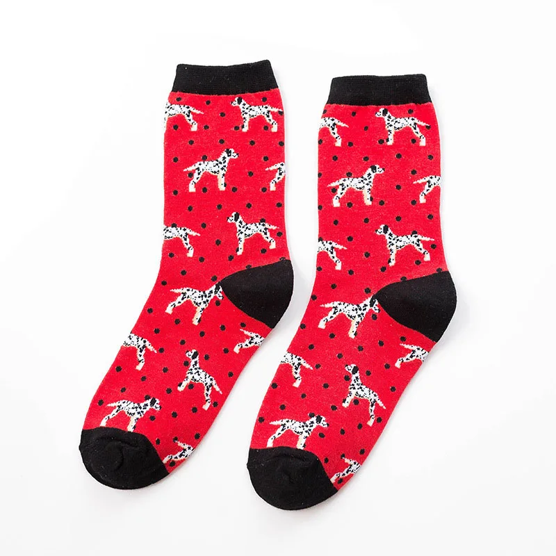red dog Уличные Мультяшные креативные Носки с рисунком леопарда, бигла, кота, животных, сумасшедшие хлопковые забавные Женские повседневные носки, мужские Новые счастливые короткие носки - Цвет: red dog