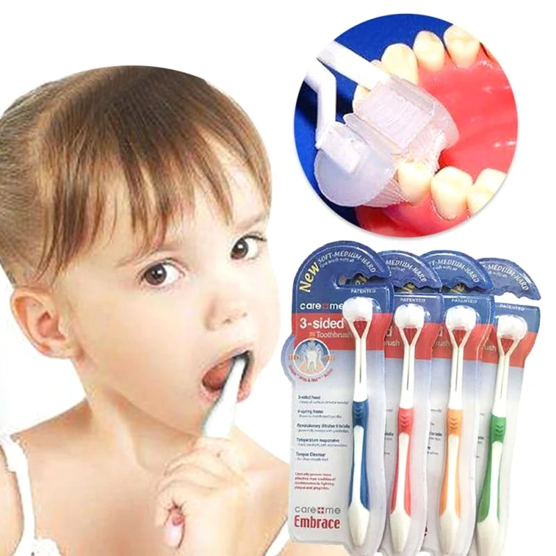

Kids 3 Sided Toothbrush Ultrafine Soft Children Baby Toothbrush For Girls Boys Health Teeth
