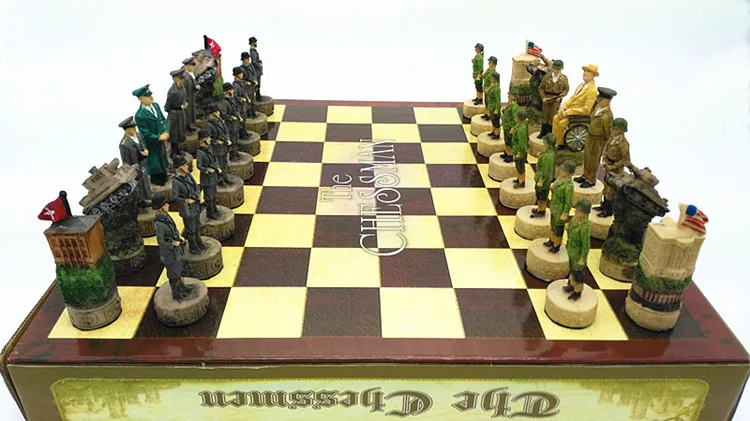 Ebros WW 2 United States VS Japan Chess Pieces With Board 17X17 Collectible 