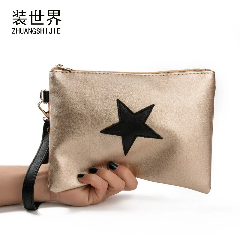 

6 Colors Star Design Envelope Ladies Evening Party Bag Brand Designer Women Day Clutches Bag Soft Leather Handbags BB015