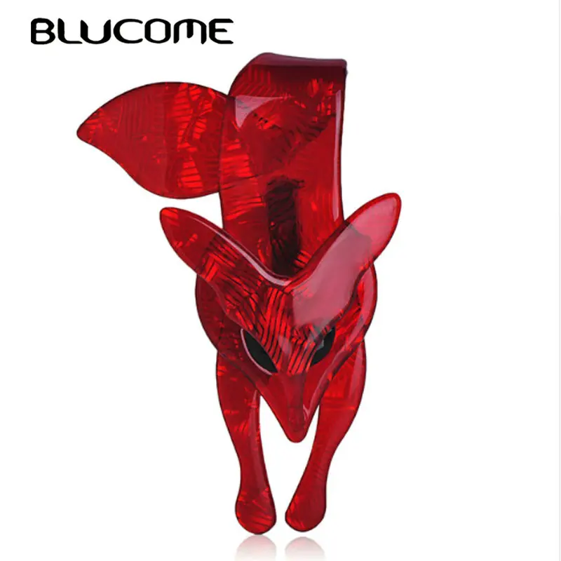 

Blucome Cute Animal Brooches Red Fox Badge Acrylic Pins For Women Men's Kids Suits Scarf Sweater High Quality Accessories Gifts