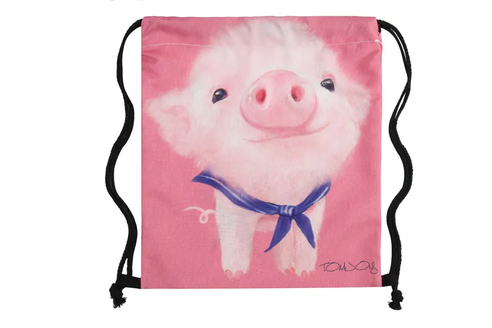 Jom Tokoy/Новинка; модный рюкзак для девочек с завязками; 3d-принт; розовый узор в виде свиньи; дорожная мягкая сумка со шнурком