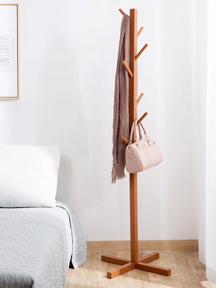  Household wooden clothes rack hanger coat rack Floor-mounted solid wood hanger bedroom clothes rack - 32977022471