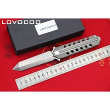 LOCOVOO ST-23 Nova chegada D2 alça De Titânio lâmina Flipper faca dobrável de acampamento Ao Ar Livre ferramentas EDC bolso caça facas de frutas