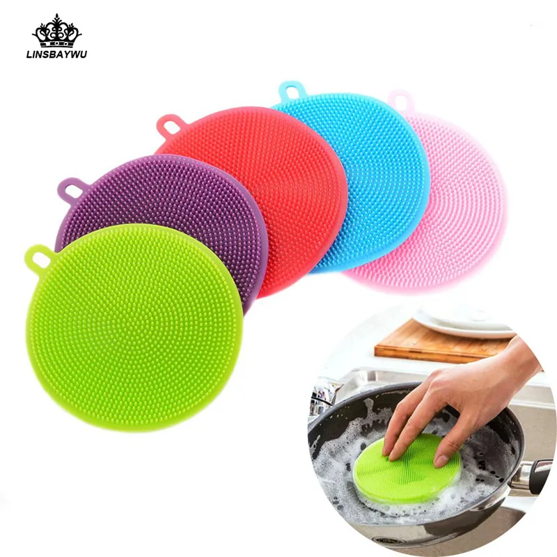 Eco Friendly Silicone Dish Bowl Cleaning Brush Scouring Pad Pot Pan