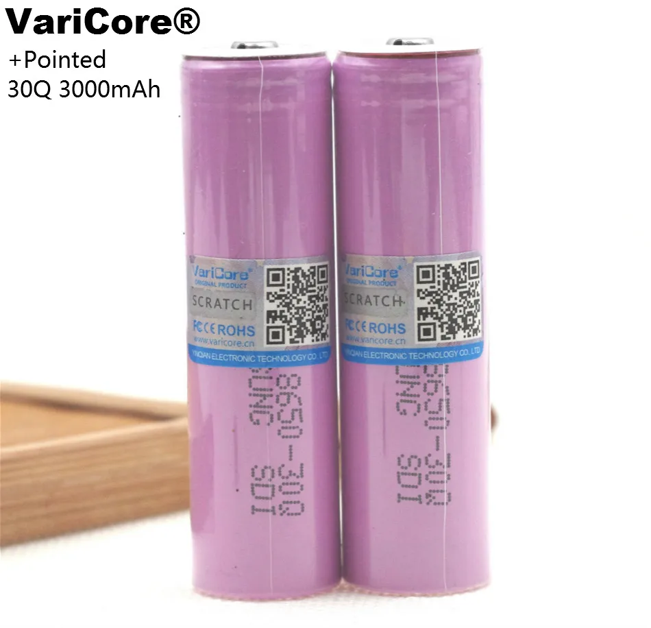 2 шт. VariCore для нового INR18650 30Q 18650 3000 mAh литий-ионные аккумуляторы фонарика +