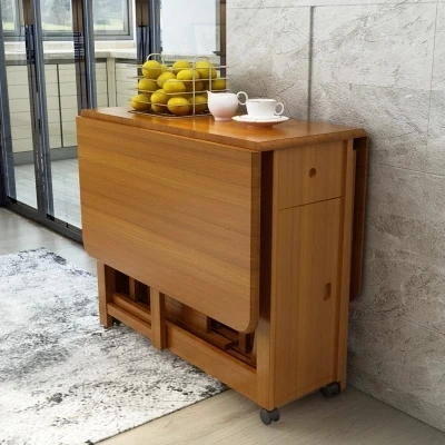 Solid wood dining table folding table simple retractable oak table household small dining table