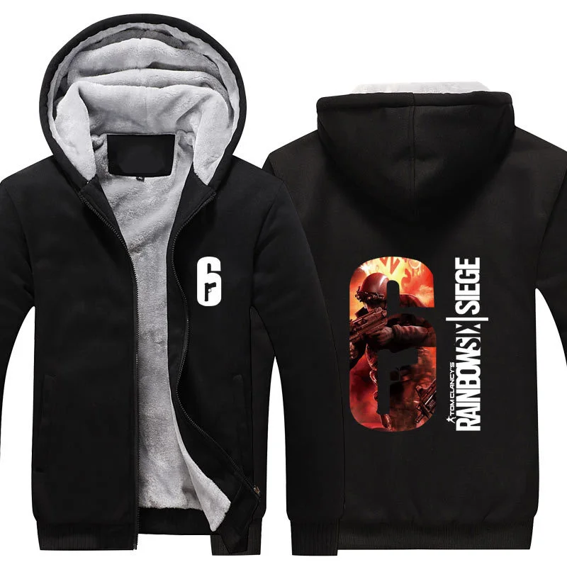 Fans Wear Unisex Winter Rainbow Six Printed Hoodie with Pocket Double 11 Casual Coat Gaming Cosplay Costume Hoodies