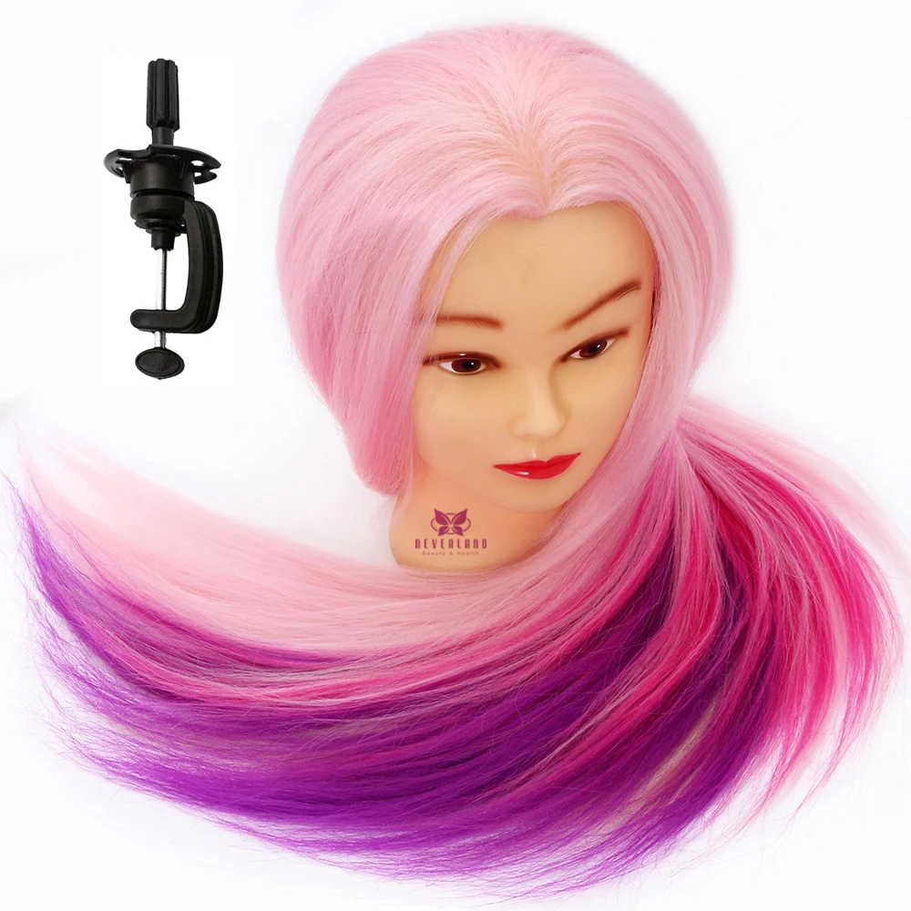 

Neverland 24" Pink Hair Colorful Training Head Mannequin Head High Temperature Fiber For Hairdressing Practice Model