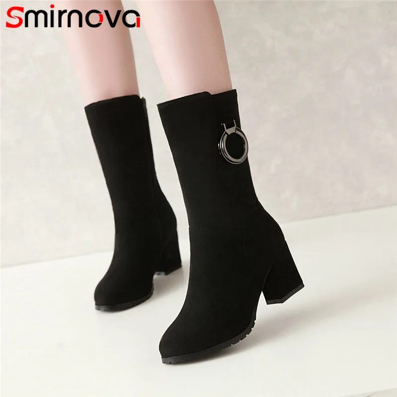 Smirnova/Новые модные зимние женские ботинки до середины икры 2020 г. Ботинки на