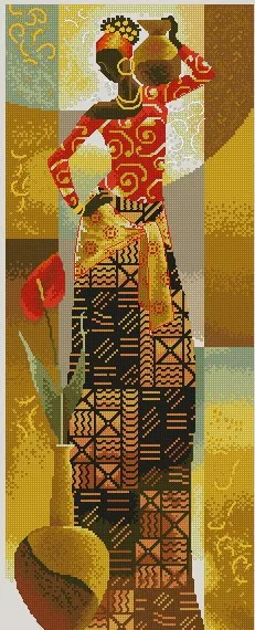 CS-1238 cross stitch kit African woman lady girl with pot.jpg