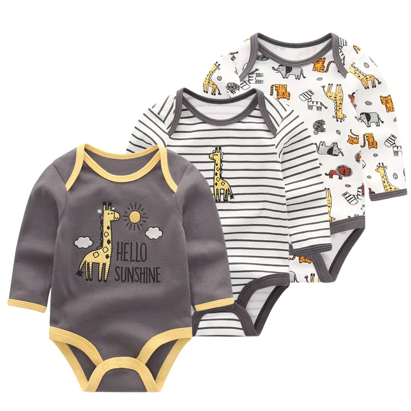 

3 PCS/lot long sleeve baby bodysuits uniesx Cotton summer baby onesies roupa de beb baby Clothes