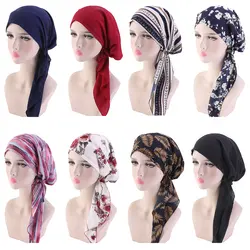 12 шт Для женщин эластичные внутренние хиджабы шляпа леди ленты для волос мода мусульманский тюрбан индийские шапки Обёрточная бумага