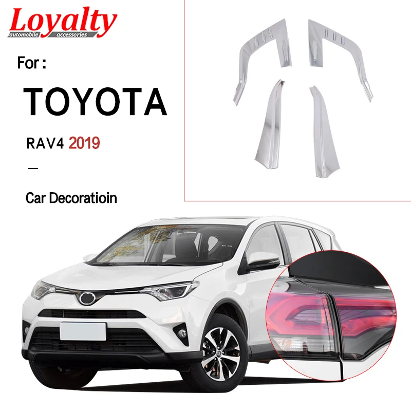 Loyalty For Toyota RAV4 2019 Chrome +Matte Black+Carbon fiber Rear Tail Light Lamp Trim Frame Cover Car Accessories Auto Styling |