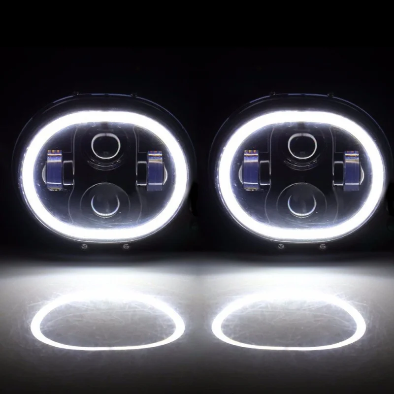 FADUIES 80W LED Projector Road Glide Headlights Assembly Angel Eyes Halo DRL Dual headlamp For Harley Road Glide head lamp (6)