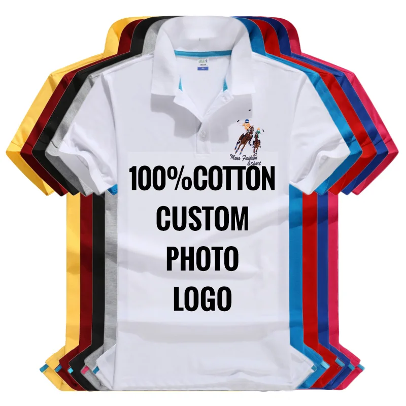 

Men's Polo Shirts 100% Cotton Short Sleeve Solid 13 Colors Custom Print Picture Logo Text Polos Male Polo Shirt Tops Plus Size