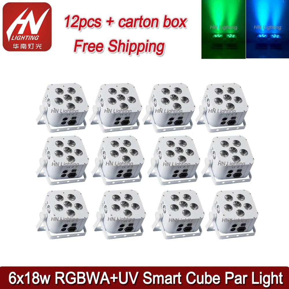 

12pcs rechargeable battery led par can light 6*18W RGBWAUV remote control wireless led par can light