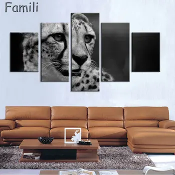 

5Pcs Canvas Animal Printing High Quality HD Cheap Price Great Art African Cheetah Pictures Modular Modern Home Decor Unframed
