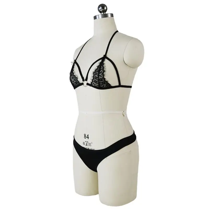 Womens Sexy Open Cup Eyelash Lace Bra Set Embroidered Strappy Lingerie Underwear Womens Sexy Open Cup Eyelash Lace Bra Set Embroidered Strappy Lingerie Underwear