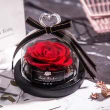  Glow Eternal Rose in A  Glass Dome Home Decoration Preserved Led Roses Forever Flower Present Beauty And The Beast Rose 