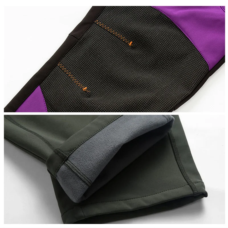 Invierno de los hombres de las mujeres pantalones de senderismo de impermeable a prueba de viento de los hombres de Camping Trekking de lana térmica de esquí cálido pantalones Climing botiquín Pantalones