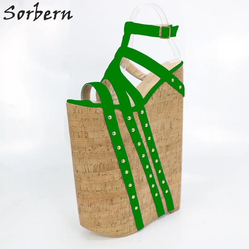 Sale Sorbern Wedge Heels Sandals Women Ladies Shoes Summer Style Sandals Ladies Open Heels 35cm Heels Plus Size 4-15 Sandale Femme 4