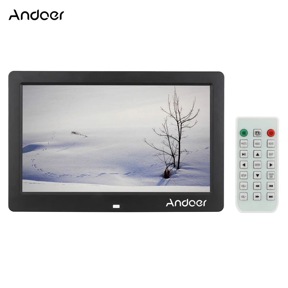 Andoer 10," ЖК-дисплей Цифровая фоторамка Будильник MP3 MP4 игрок кино 1024*600 HD с дистанционным управление фоторамка