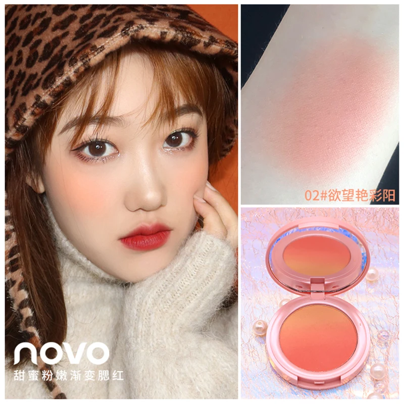 

Novo 4 Colors Face Blush Palette Makeup Natural Mineral Powder Blusher Cheek Face 3D Contour Brighten Easy to Wear Texture Blush