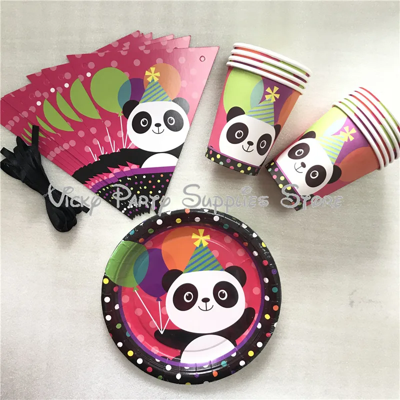 30pcs 30 шт./лот мультфильм панда тема посуда для вечеринки в честь Дня Рождения для 10 детей день рождения Вымпел тарелка попкорн коробка вечерние украшения поставщиков - Цвет: 30pcs