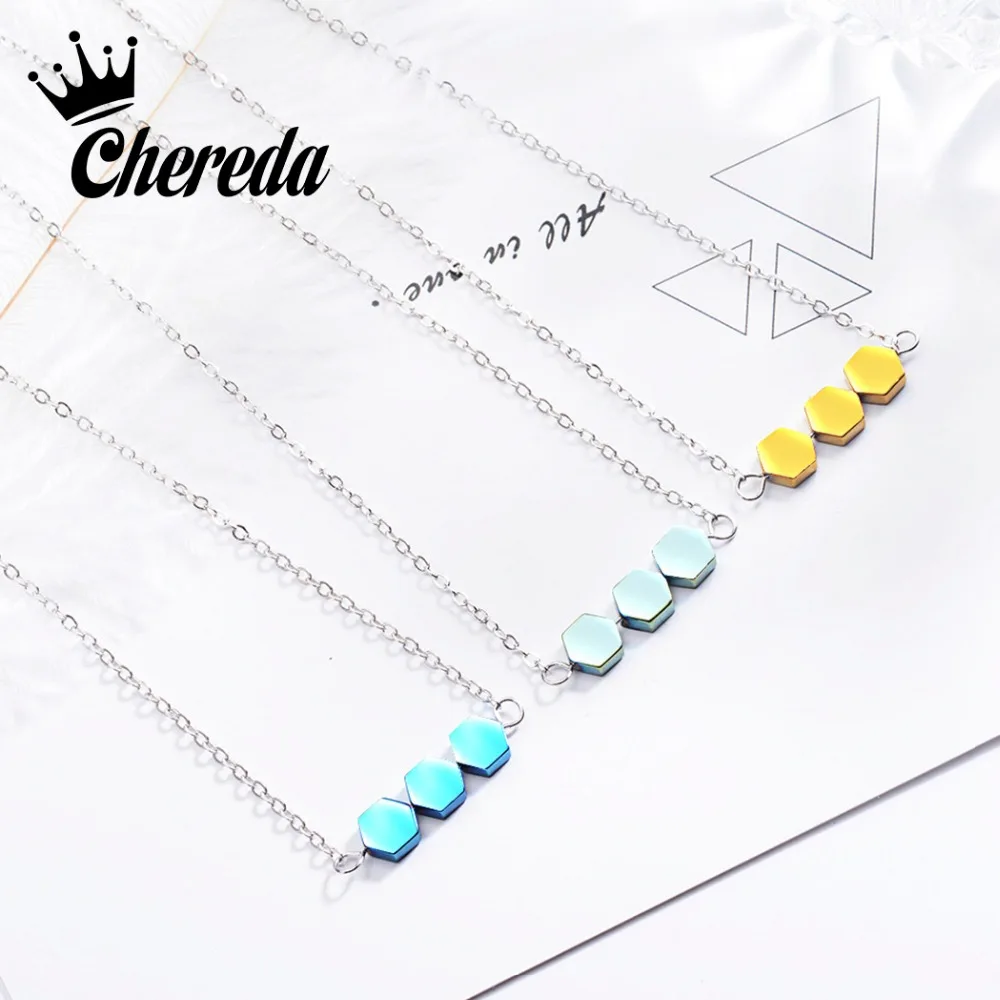 Цепочка с шестигранным кулоном Chereda Женская цепочка для ключицы в Корейском