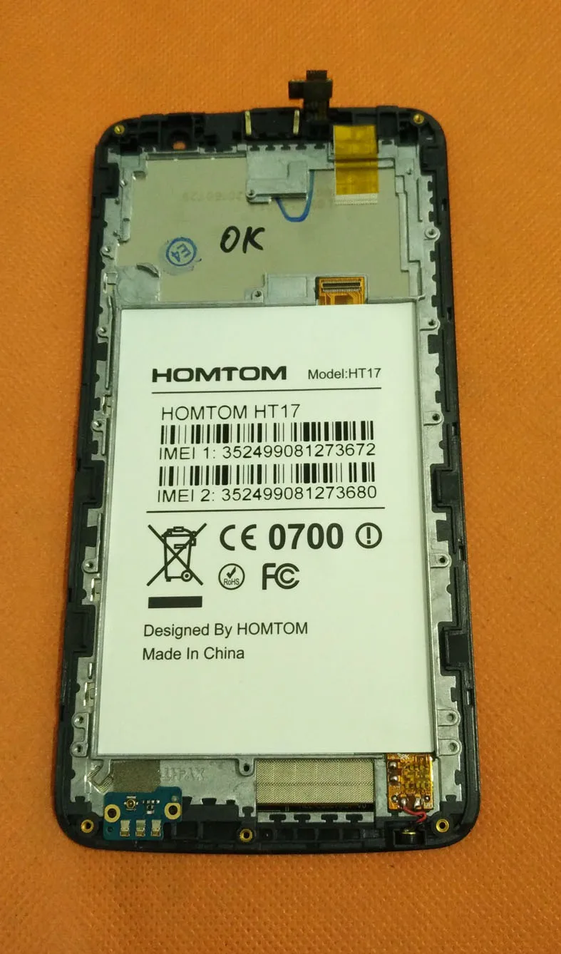  Used Original LCD Display + Touch Screen Digitizer +Frame for HOMTOM HT17 MTK6737 Quad Core 5.5