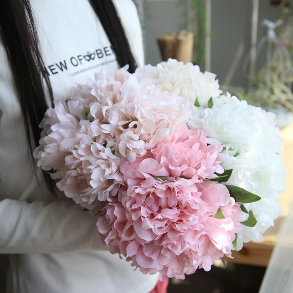 5 головок, 1 букет, искусственный цветочный цветок, свадебное украшение, искусственные цветы, пионы, свадебные цветы, украшение, 7 цветов