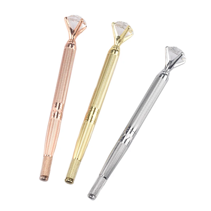 

Manual Eyebrow Tattoo Pen Microblading Tattoo Pen Permanent 3D Eyebrow Lip Embroidery Munsu Tebori With Crystal Diamond(Gold)