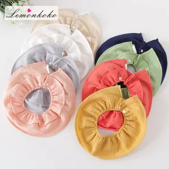 

[Lemonkoko] Baby Boys &Girls Bibs Burp Cloths Solid Color Round Baby Bandana Bibs Dribble Bibs 8 Style