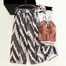 

2018 Promotion The Female Swimsuit Pants Conservative Split Three Piece Set Loose Thin Beach Coodoo Holiday Hot Spring City
