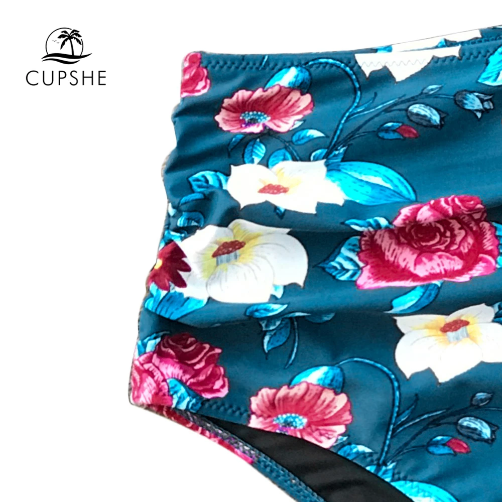 CUPSHE Blue Floral High Waist Bikini Sets Women Sexy Moulded Cup Push Up Two Pieces Swimsuits 2019 Girl Beach Bathing Suit CUPSHE Blue Floral High Waist Bikini Sets Women Sexy Moulded Cup Push Up Two Pieces Swimsuits 2019 Girl Beach Bathing Suit