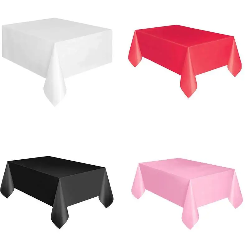 المتاح غطاء طاولة بلاستيكي الجدول غطاء بلون الزفاف عيد ميلاد حزب الجدول غطاء مستطيلة مفرش طاولة مفارش المائدة