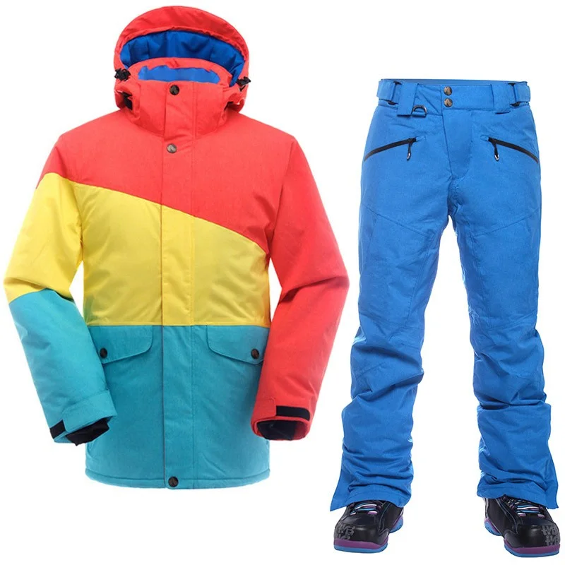 SAENSHING العلامة التجارية بدلة تزلج الرجال الجبلية التزلج دعوى للرجال للماء الحرارية على الجليد سترة + بناطيل تزلج تنفس الشتاء الثلوج