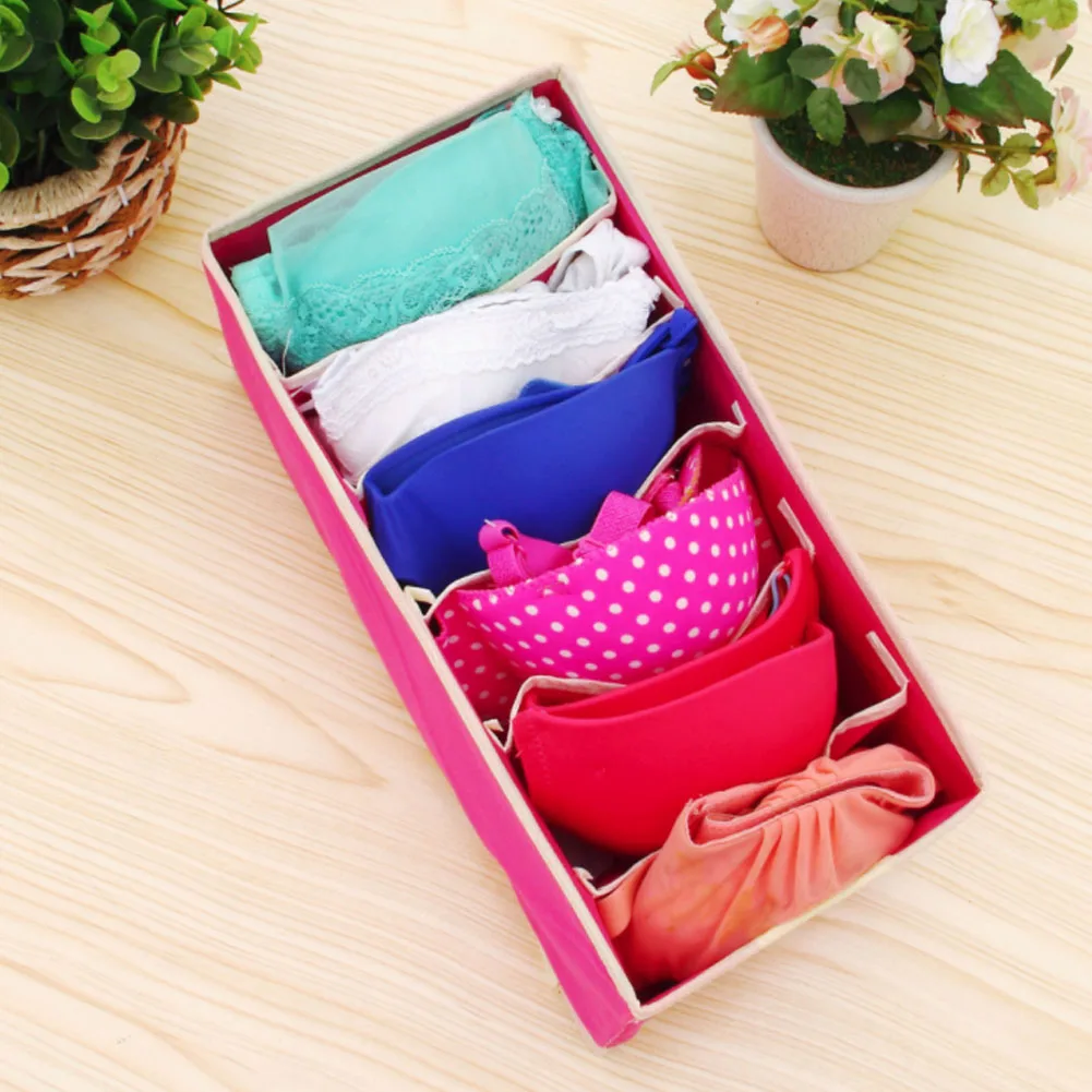 4Pcs Foldable Storage Boxes Underwear Divider Drawer Lidded Closet Organizer Interior Organizador For Ties Socks Shorts Bra J16