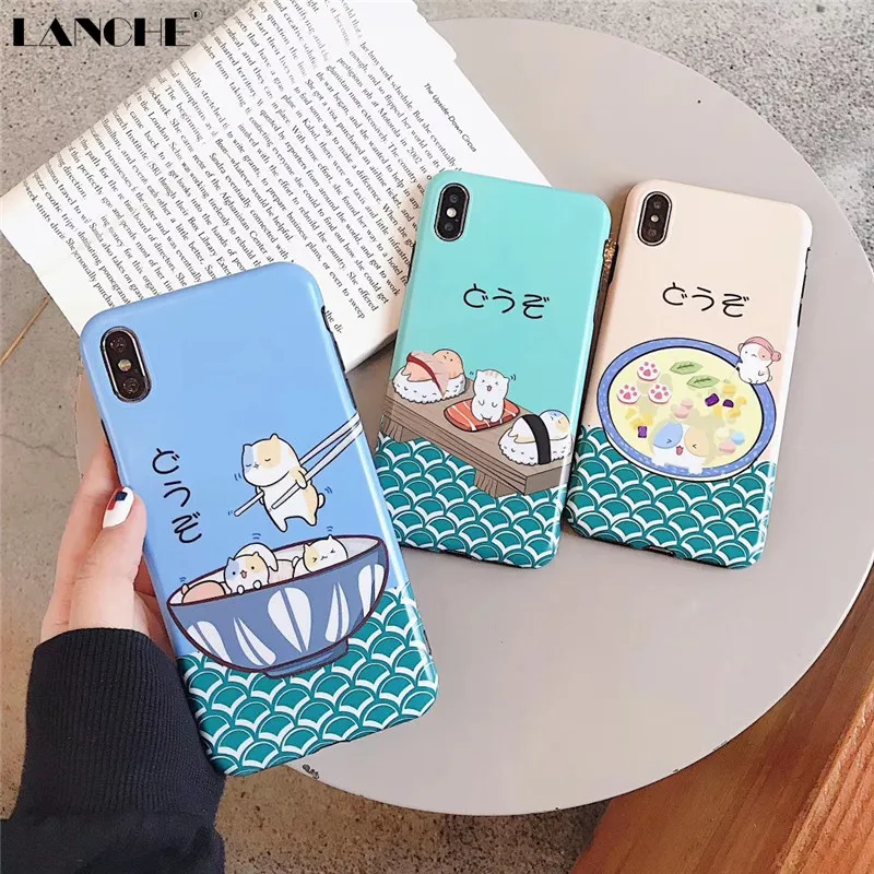 

LANCHE Soft Silicone Coque Phone Case For iPhone 7 X XR XS Max Case Cute Cat Cartoon Phone Cover Funda For iPhone 6 6s 7 8 Plus