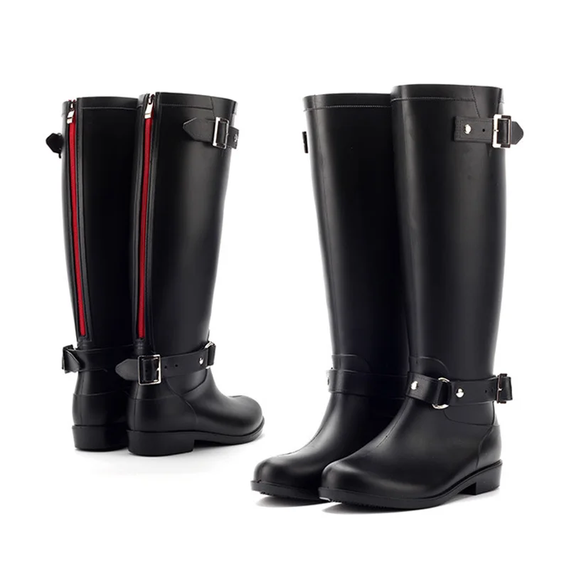 New-Arrival-Punk-Womens-Girls-Motor-Zipper-Low-Heel-Snow-Rain-Boot-Buck-Knee-High-Boots(5)
