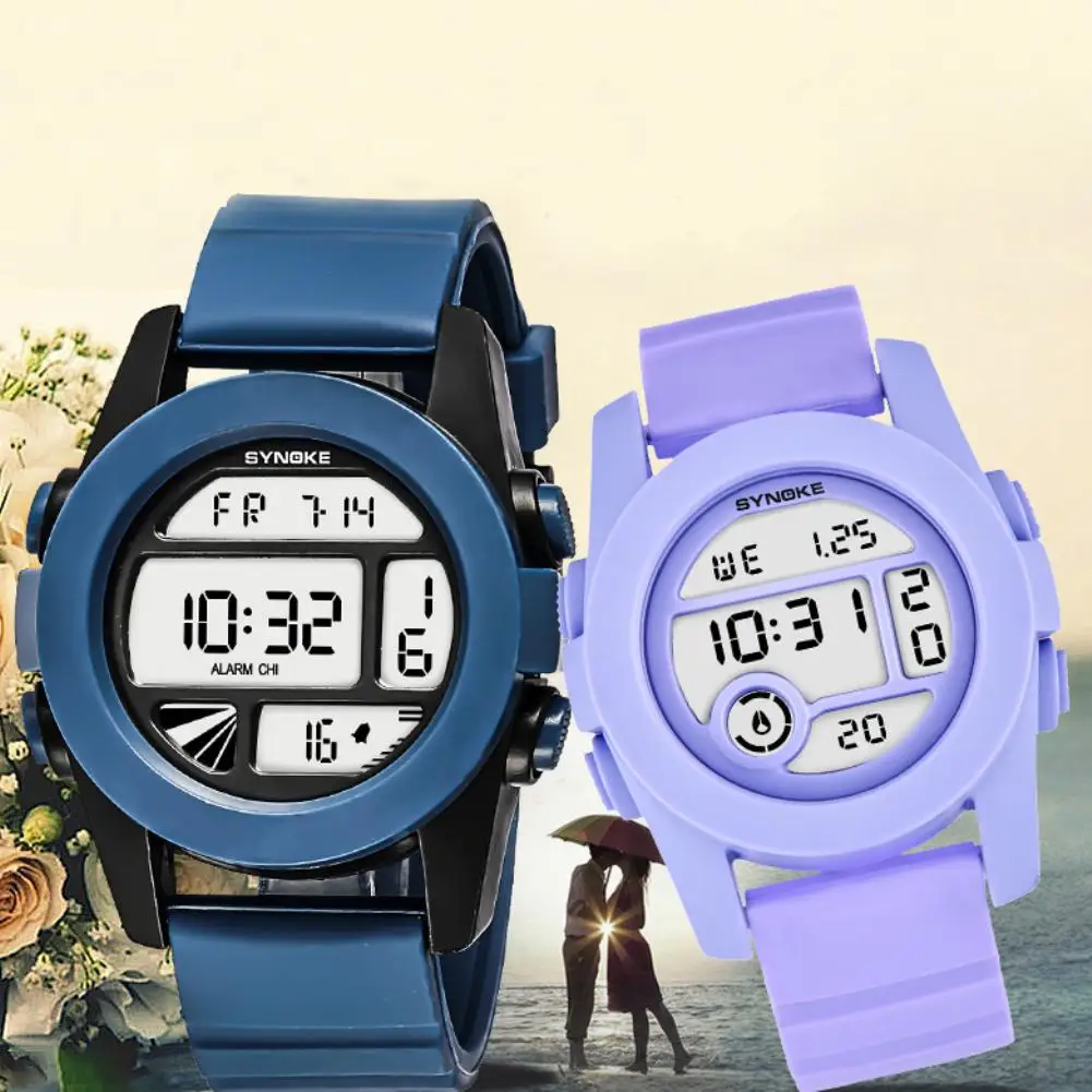 Outdoor Sports Alarm Date Digital Display Students Silicone Band Wrist Watch