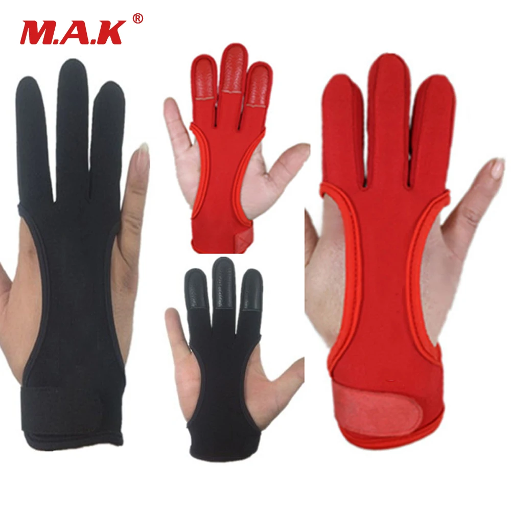 

1pc Black/Red Color 3 Finger Protection Gloves 3 Sizes Hand Protective Gloves for Archery Hunting Shooting